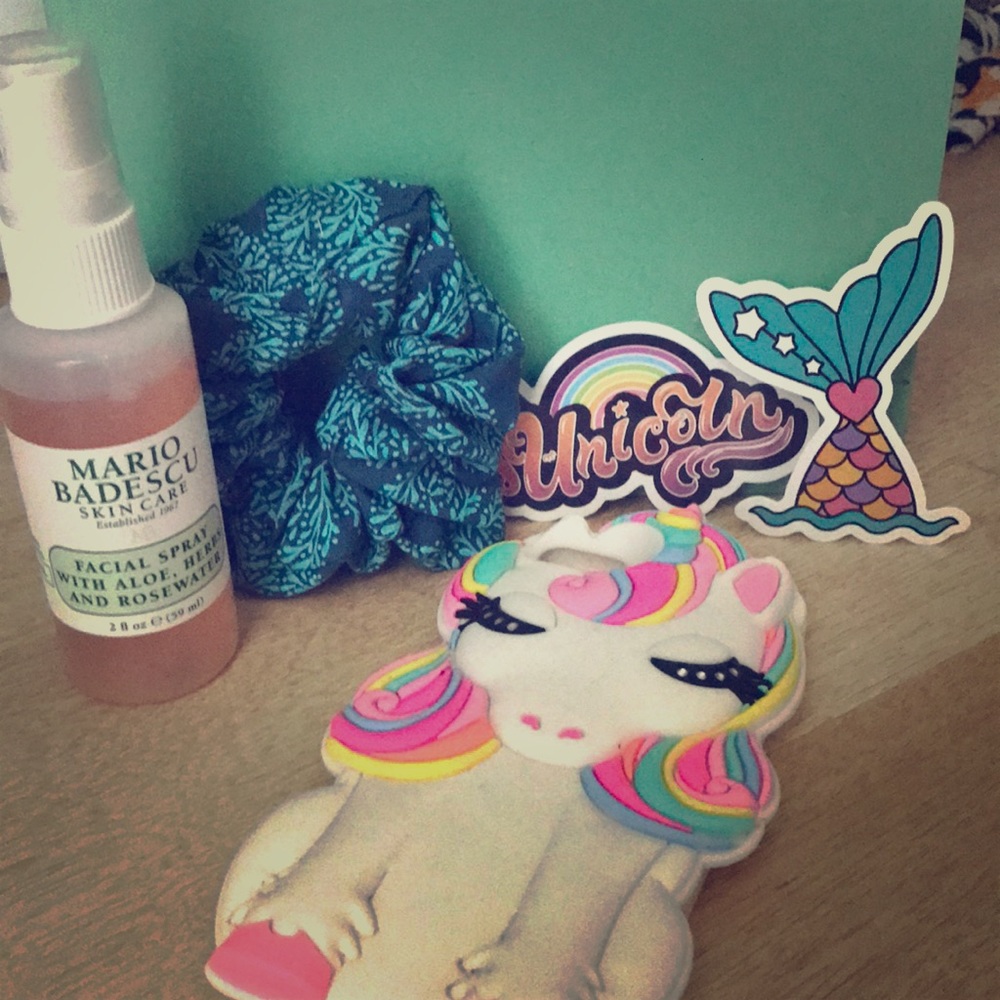 2 stickers a phone case Scrunchie and barely used